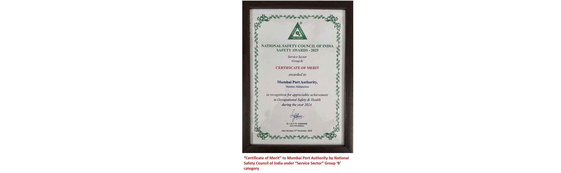 NSCI Safety Award Presentation